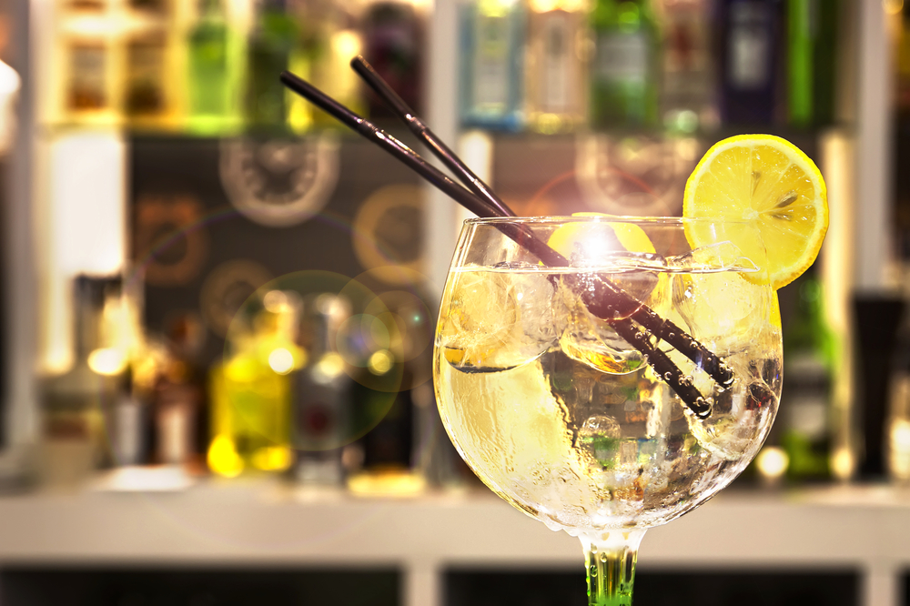 Gin,Tonic,Cocktail,With,Slice,Of,Lemon