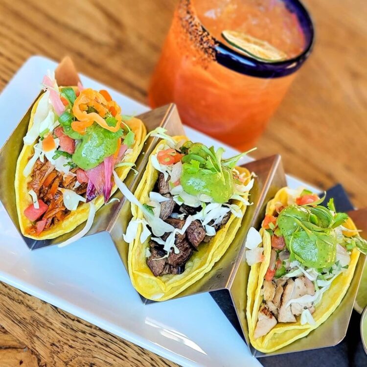 Molé - Trio of tacos and a margarita
