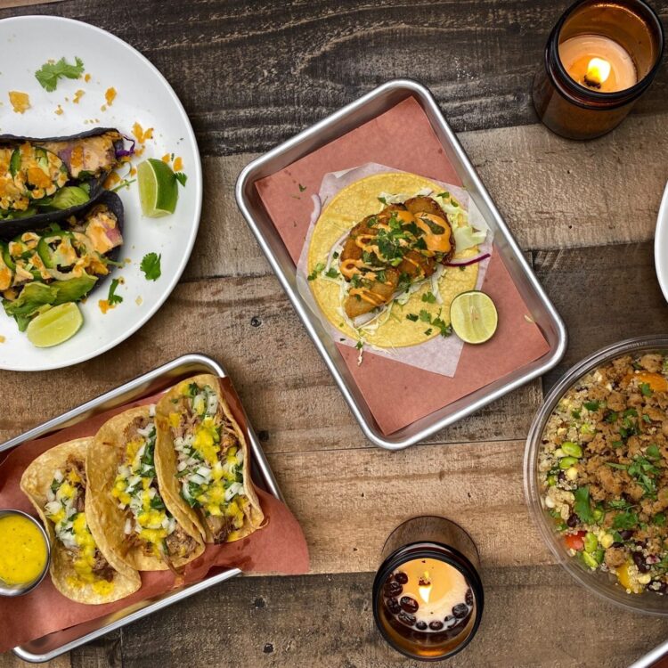 La Carreta - Table top of tacos and salad
