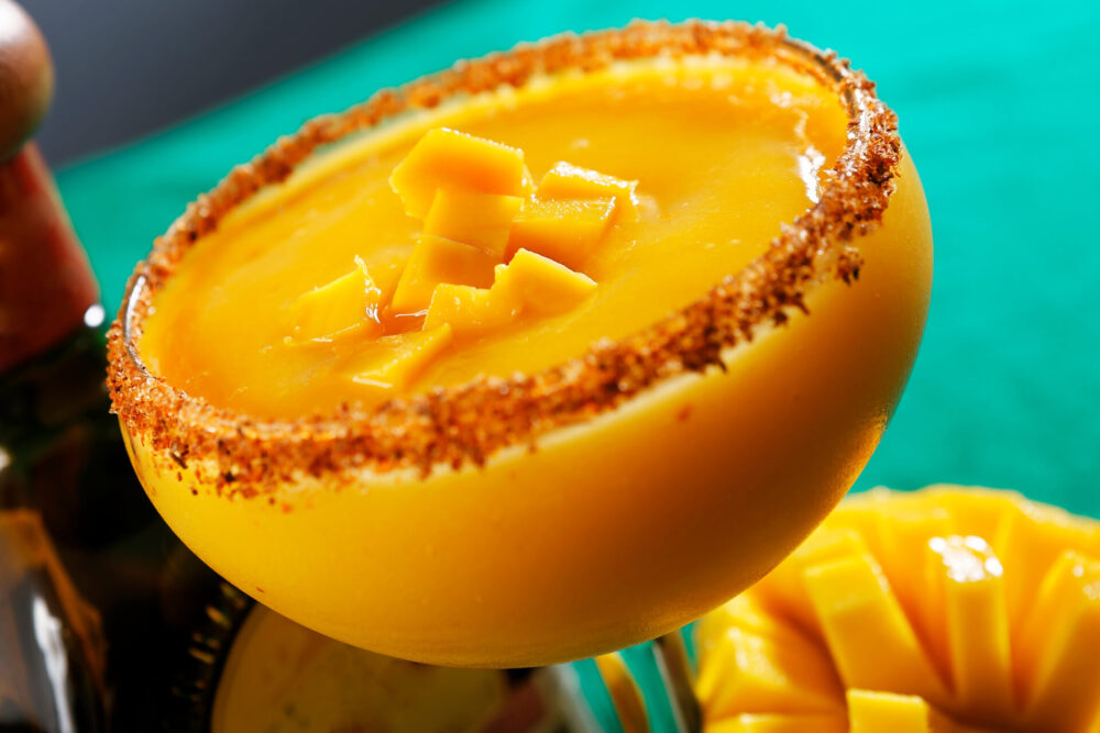 A,Frozen,Margarita,With,Tequila,And,Ice,Slush,,And,Mango.
