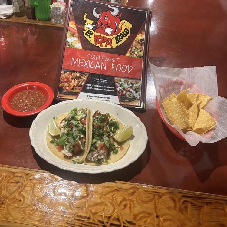 El Toro Bravo - 2 tacos chips and salsa