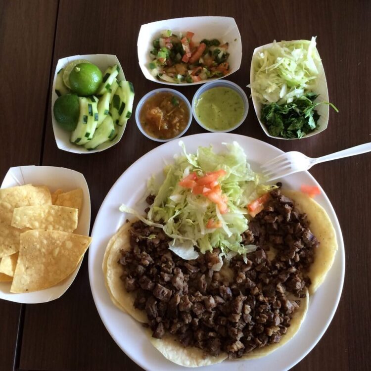 El Taco Tote - beef tacos and toppings