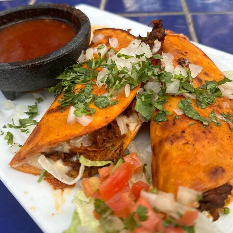 Quesabirria tacos with consome