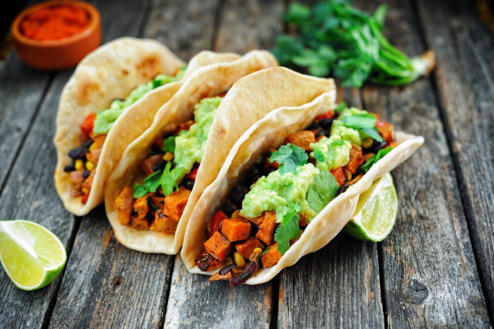 HomemadeVeganTacosWithBlackBeansSweetPotatoAndGuacamole