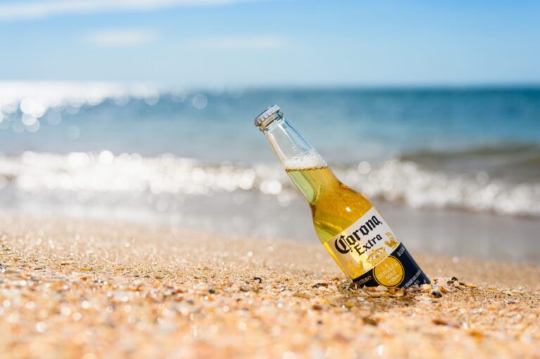 Corcona Cervesa on a beach