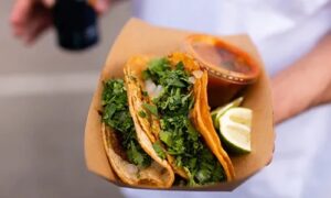Tray of soft tacos from Taco Fest LA