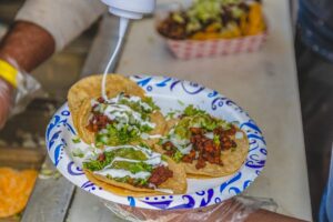 Plate of tacos from the Tacos and Taquila Festival