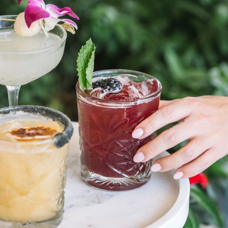 marble tray of cocktails
