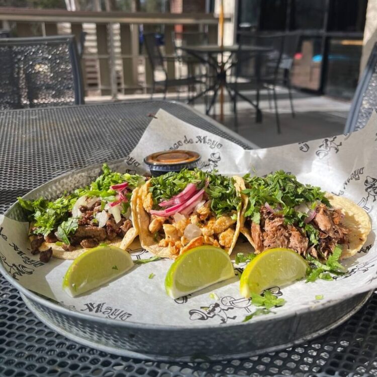3 tacos on the patio