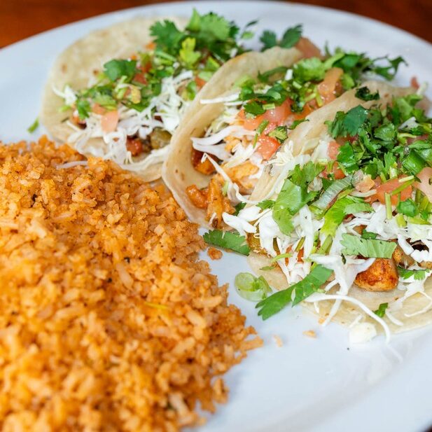 Chicken taco plate with rice