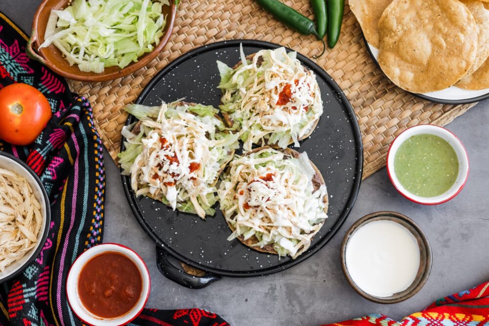 MexicanTostadasWithChickenCookingTraditionalHomemadeFoodInMexico
