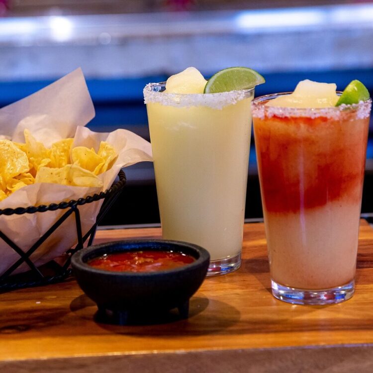 2 Frozen margaritas and chips and salsa