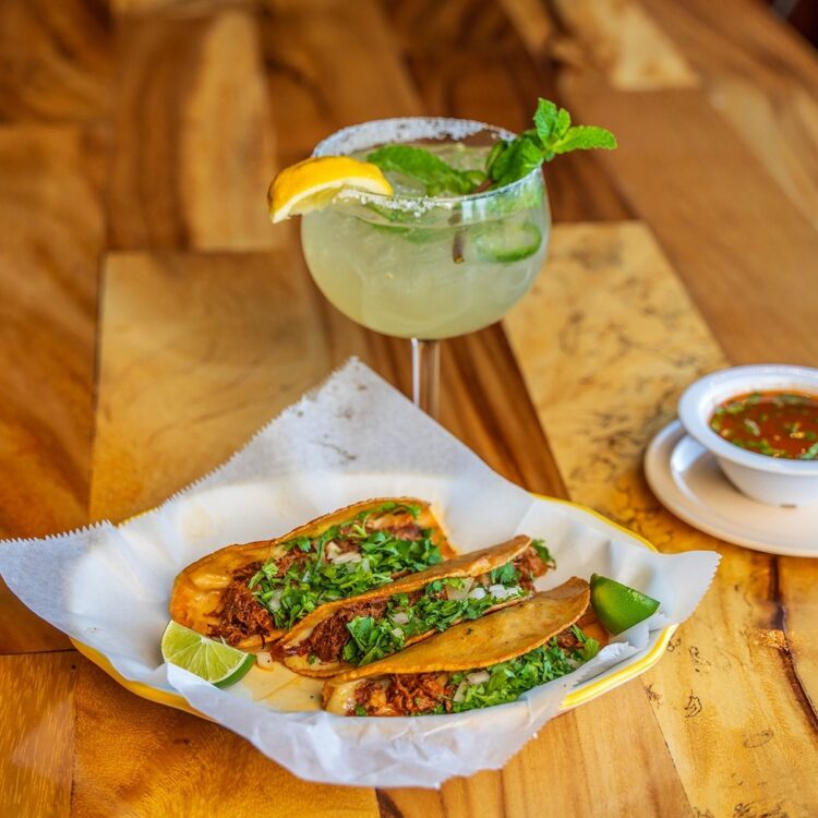 Quesabirria tacos and margarita