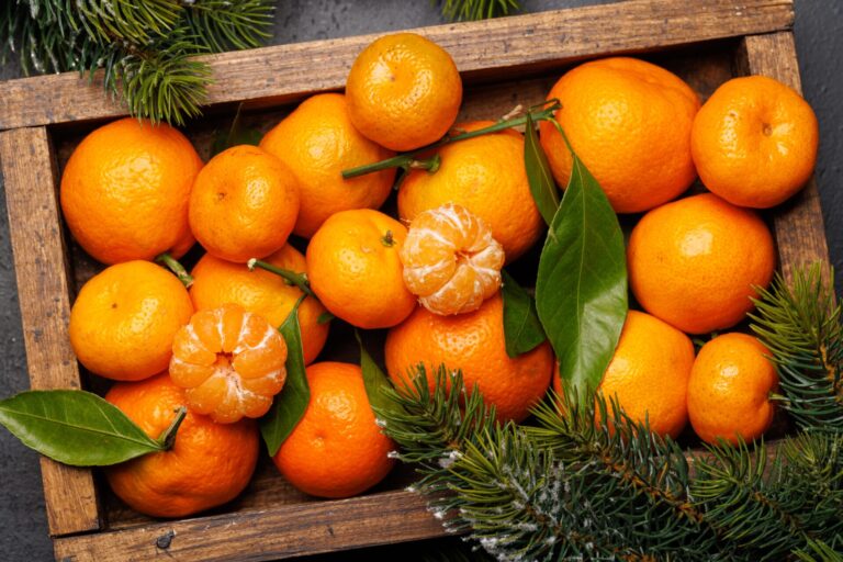 Festive,Citrus,Joy:,Tangerines,In,A,Holiday-themed,Box,,Flat,Lay