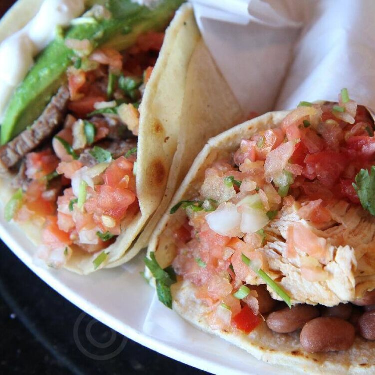 Chicken and steak tacos