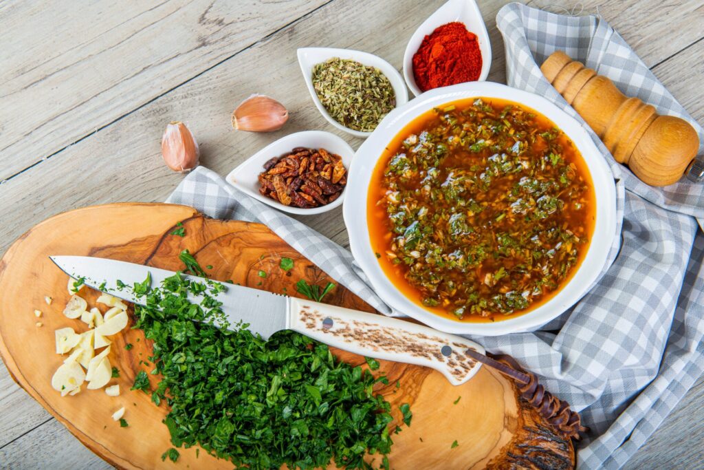 Chimichurri,Argentine,Sauce,And,Ingredients,To,Prepare,It