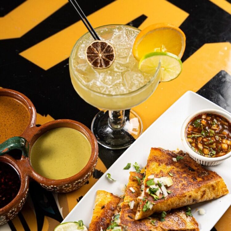 Birra Quesadilla and margarita