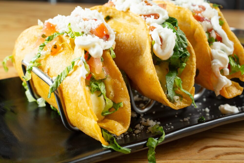 A,View,Of,A,Plate,Of,Tacos,Dorados,De,Papas.