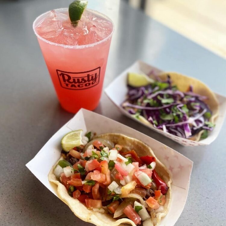 Margarita and 2 tacos