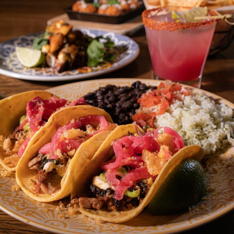 Taco Plate with rice and beans