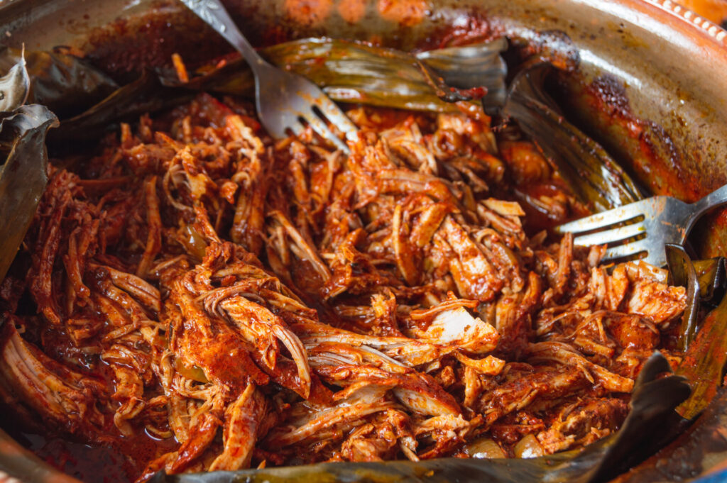 Mexican,Food.,Preparing,Cochinita,Pibil,,A,Yucatecan,Pit-roasted,Pork,Dish,