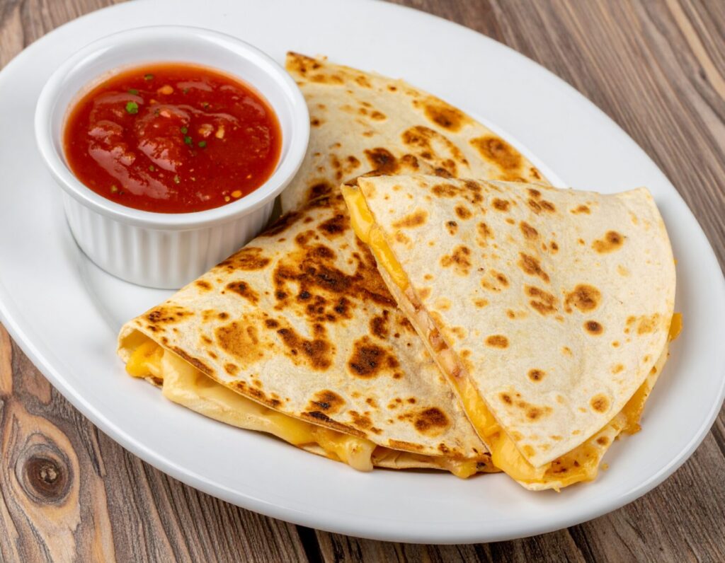 Cheese,Quesadilla,With,Salsa,For,Premium,Mexican,Snack,Food,Object