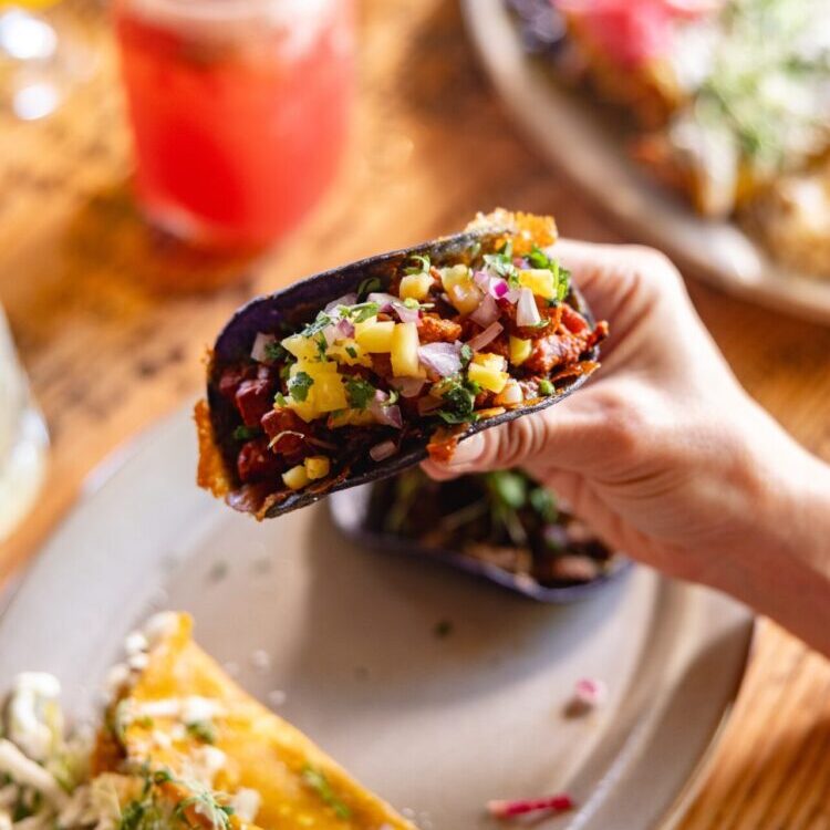 Taco al Pastor on Blue corn tortilla