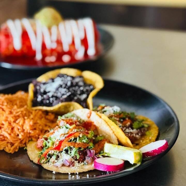 Allan's Taco Plate with Rice and Beans