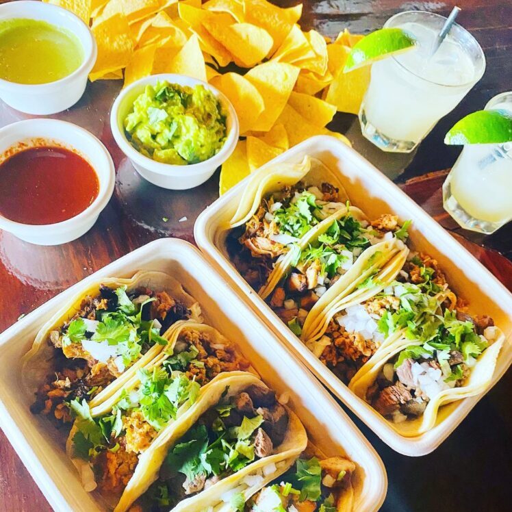 Tacos, chips, guac and margaritas