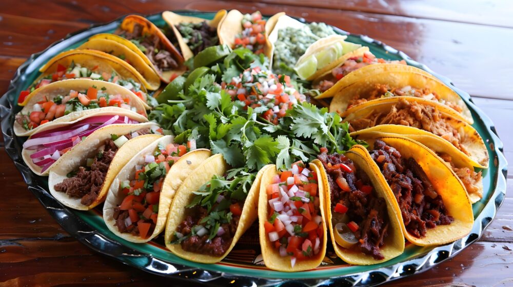Colorful,Taco,Platter,With,Fresh,Cilantro