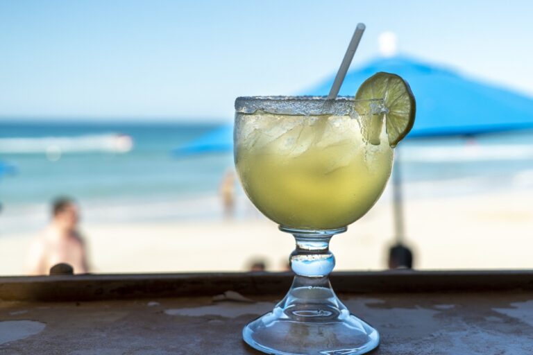 Tequila,Sunrise,Glass,In,A,Beach,Bar,In,Baja,California