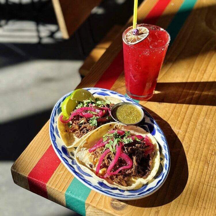 2 tacos and cocktail