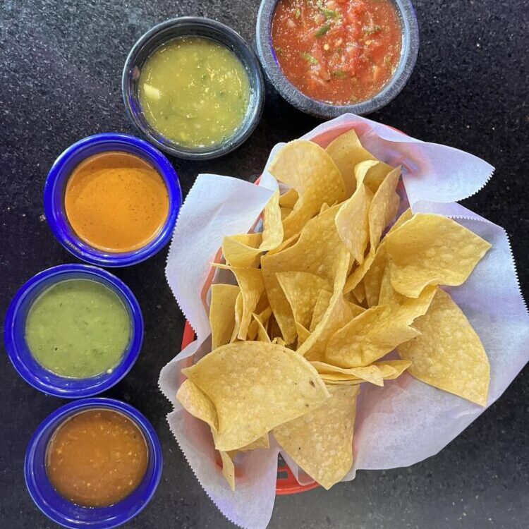 Chips with Variety of salsas
