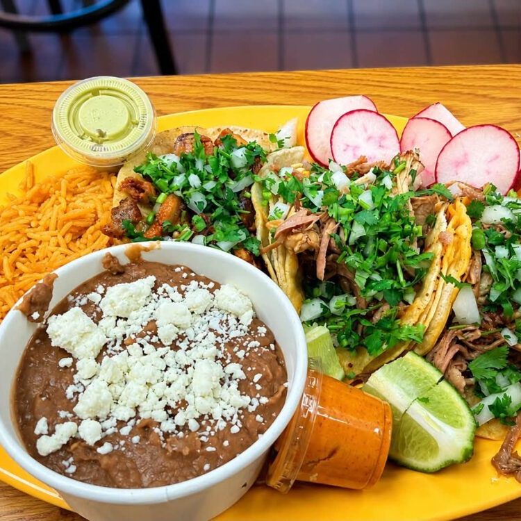 Taco Plate with rice and beans